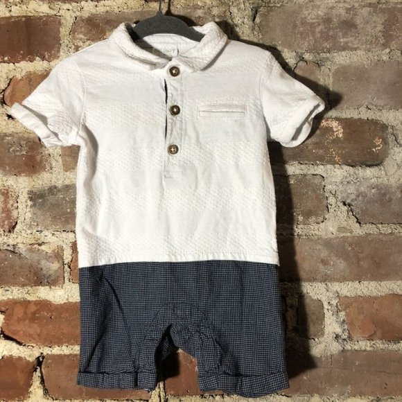 Florence and Fred Polo Black & White Romper 6-9M - Picture 3 of 8